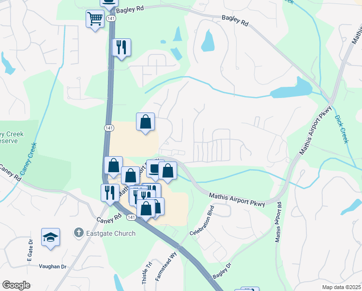 map of restaurants, bars, coffee shops, grocery stores, and more near 4250 Harrison Landing in Cumming