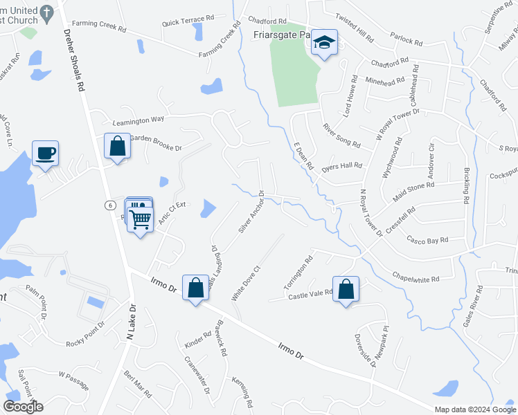 map of restaurants, bars, coffee shops, grocery stores, and more near 409 Silver Anchor Drive in Columbia