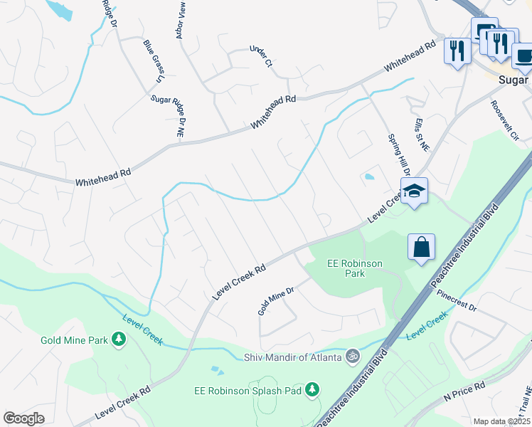 map of restaurants, bars, coffee shops, grocery stores, and more near 4991 Sugar Creek Drive in Sugar Hill