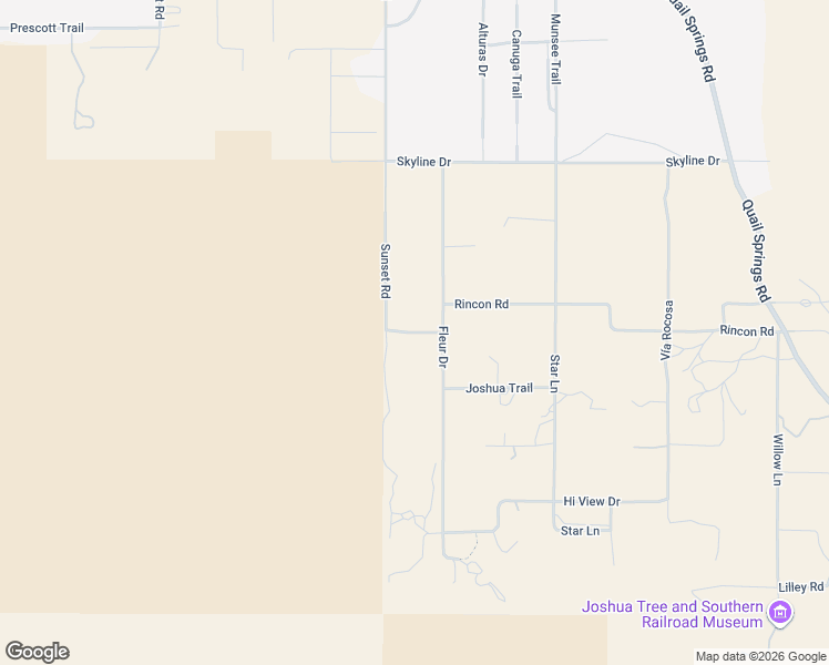 map of restaurants, bars, coffee shops, grocery stores, and more near 8421 Sunset Road in Joshua Tree