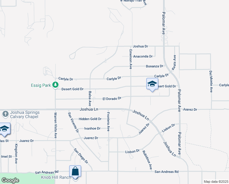 map of restaurants, bars, coffee shops, grocery stores, and more near 58066 El Dorado Drive in Yucca Valley