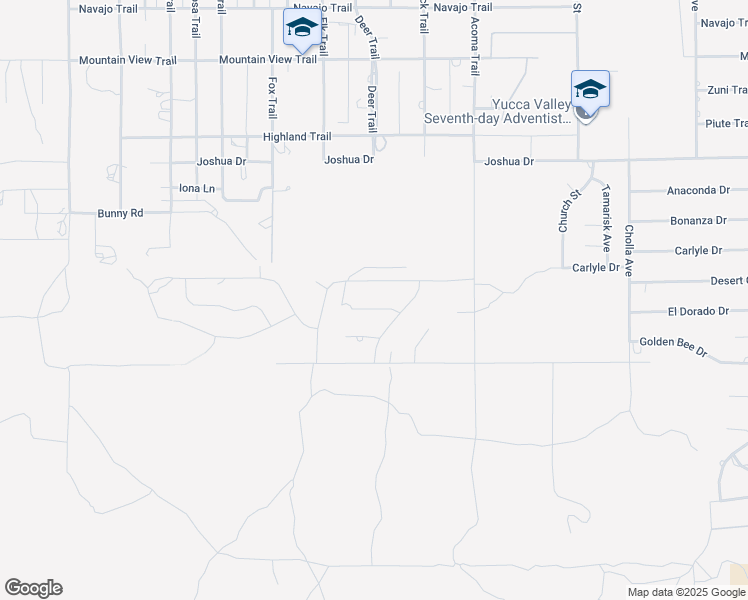 map of restaurants, bars, coffee shops, grocery stores, and more near 55900 El Dorado Drive in Yucca Valley