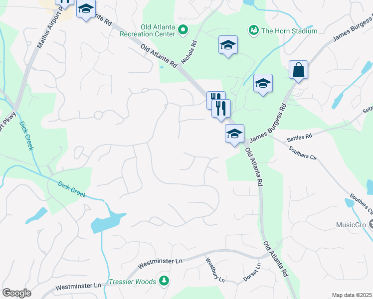 map of restaurants, bars, coffee shops, grocery stores, and more near 11020 Bradford Lane in Suwanee