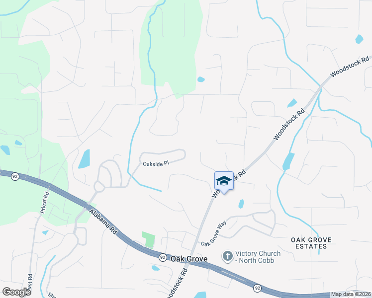 map of restaurants, bars, coffee shops, grocery stores, and more near 598 Oakside Place in Acworth