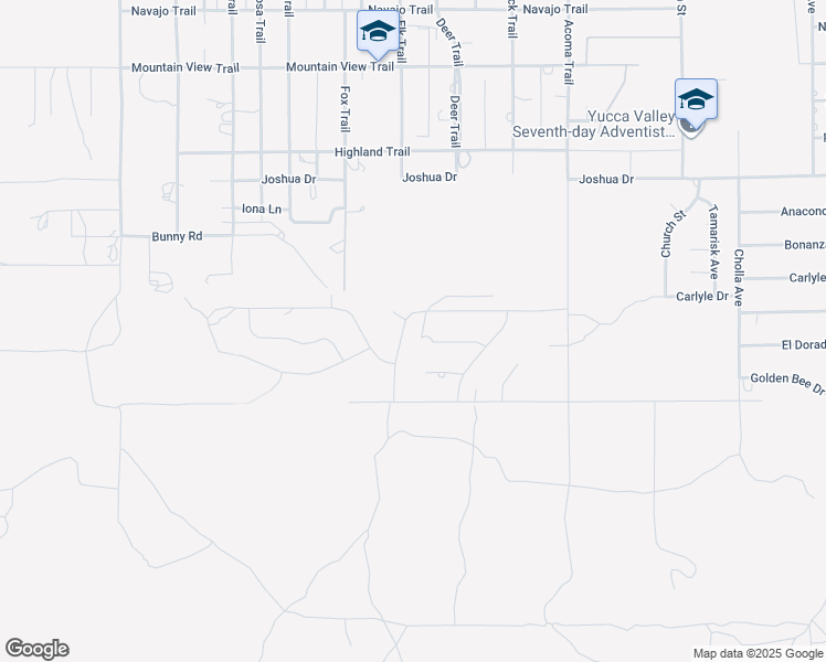 map of restaurants, bars, coffee shops, grocery stores, and more near 8367 Elk Trail in Yucca Valley