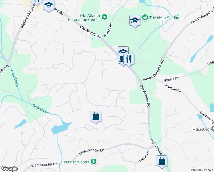 map of restaurants, bars, coffee shops, grocery stores, and more near 11020 Bradford Lane in Suwanee