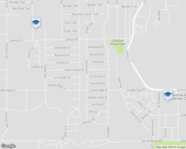 map of restaurants, bars, coffee shops, grocery stores, and more near 56778 El Dorado Drive in Yucca Valley