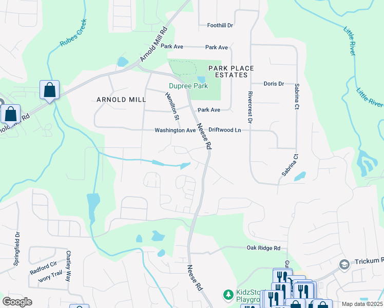 map of restaurants, bars, coffee shops, grocery stores, and more near 104 Middleton Pass in Woodstock