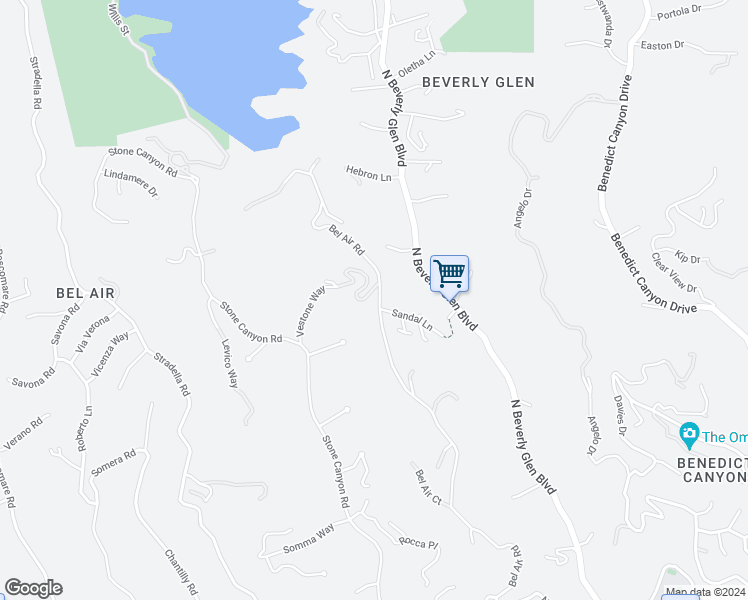 map of restaurants, bars, coffee shops, grocery stores, and more near 1601 Bel Air Road in Los Angeles
