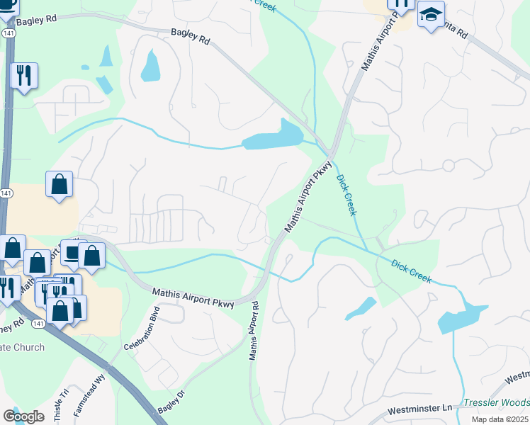 map of restaurants, bars, coffee shops, grocery stores, and more near 2810 Herrington Drive in Cumming