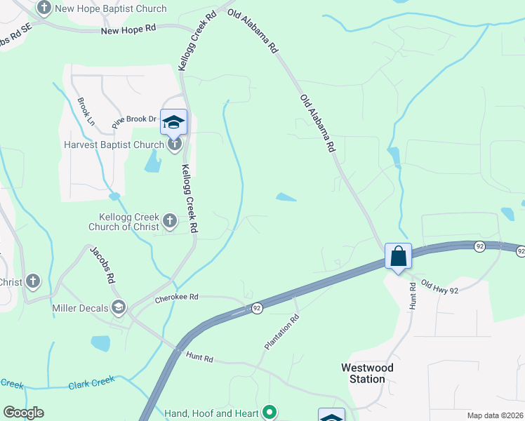 map of restaurants, bars, coffee shops, grocery stores, and more near 5760 East Emerald Oaks Lane in Acworth