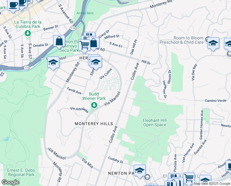 map of restaurants, bars, coffee shops, grocery stores, and more near 859 Temple Terrace in Los Angeles