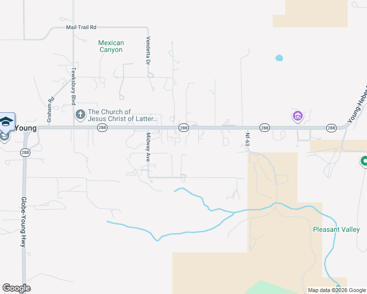 map of restaurants, bars, coffee shops, grocery stores, and more near 199 Party Lane in Young