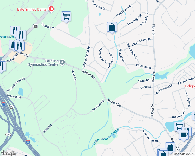 map of restaurants, bars, coffee shops, grocery stores, and more near 356 Rabon Road in Columbia