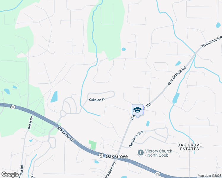 map of restaurants, bars, coffee shops, grocery stores, and more near 610 Oakside Place in Acworth