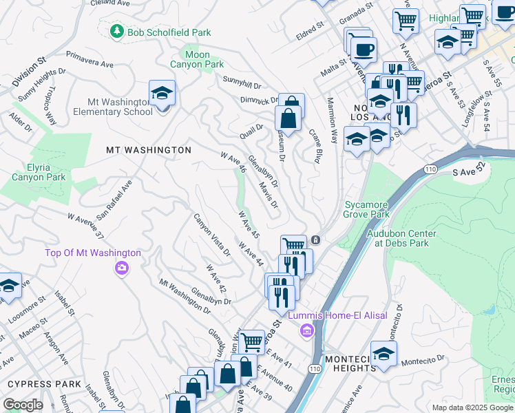 map of restaurants, bars, coffee shops, grocery stores, and more near 4517 Clermont Street in Los Angeles