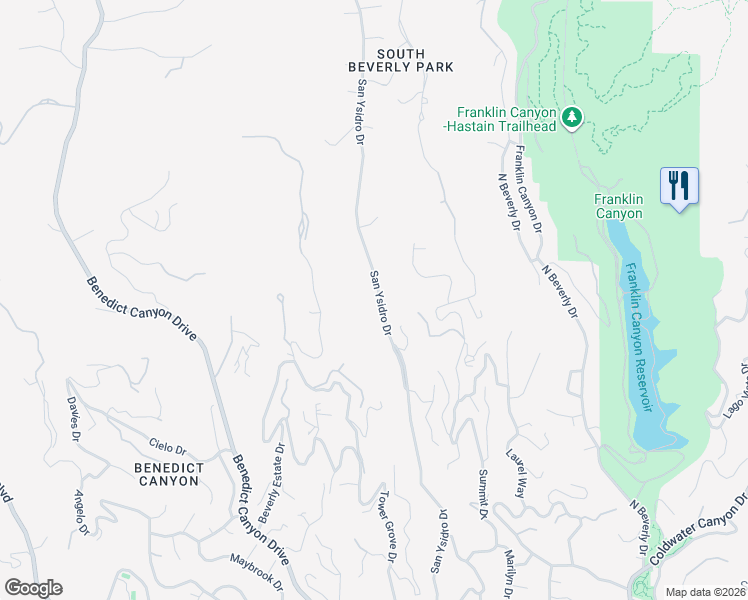 map of restaurants, bars, coffee shops, grocery stores, and more near 1555 San Ysidro Drive in Beverly Hills