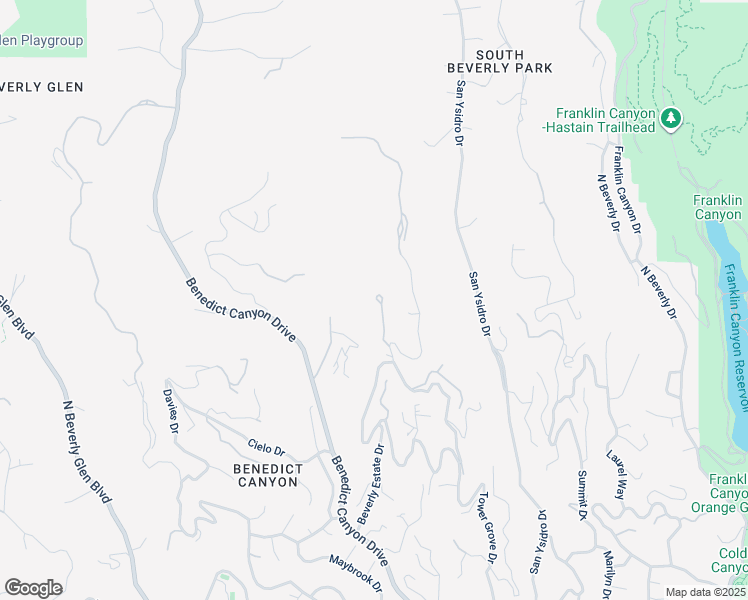 map of restaurants, bars, coffee shops, grocery stores, and more near 1501 Tower Grove Drive in Beverly Hills