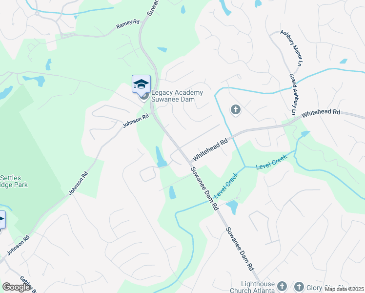 map of restaurants, bars, coffee shops, grocery stores, and more near 20 Daniel Creek Lane Northwest in Sugar Hill