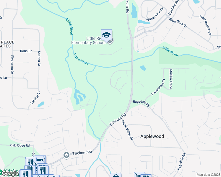map of restaurants, bars, coffee shops, grocery stores, and more near 144 Nocatee Trail in Woodstock