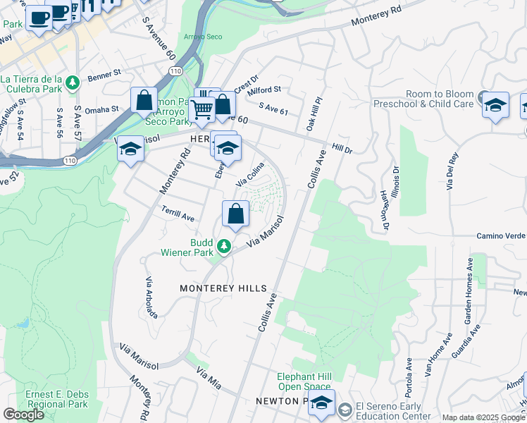 map of restaurants, bars, coffee shops, grocery stores, and more near 825 Temple Terrace in Los Angeles