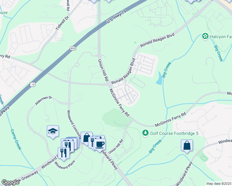 map of restaurants, bars, coffee shops, grocery stores, and more near 7940 Pierpoint Lane in Alpharetta