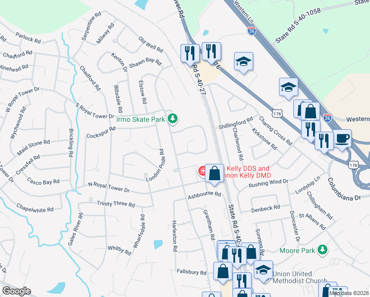map of restaurants, bars, coffee shops, grocery stores, and more near 48 Cornerstone Way in Irmo