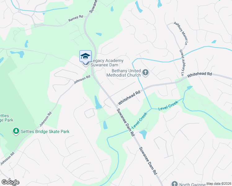 map of restaurants, bars, coffee shops, grocery stores, and more near 100 Daniel Creek Lane Northwest in Sugar Hill
