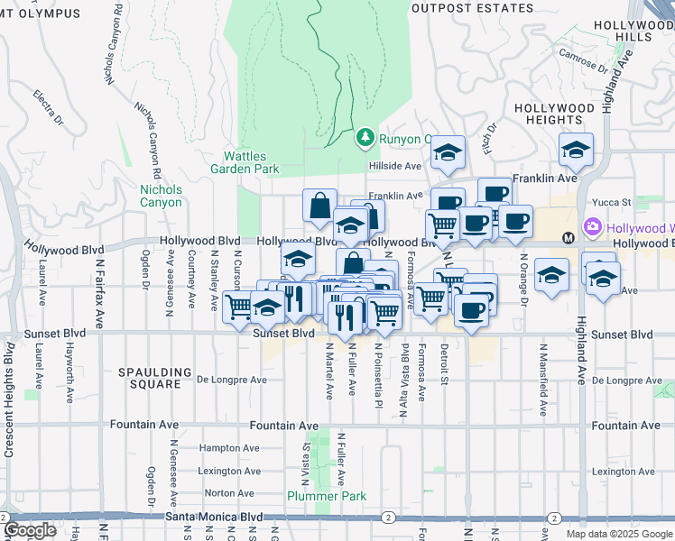 map of restaurants, bars, coffee shops, grocery stores, and more near in Los Angeles