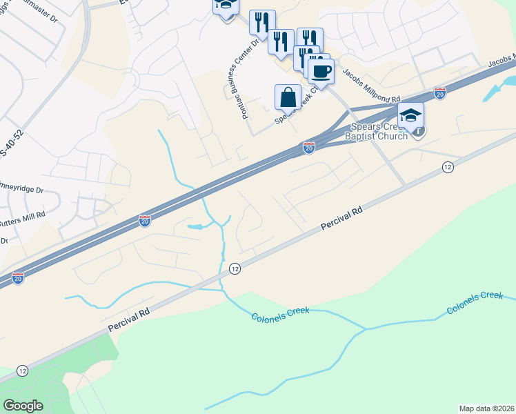 map of restaurants, bars, coffee shops, grocery stores, and more near 4701 Percival Rd in Columbia