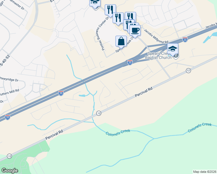 map of restaurants, bars, coffee shops, grocery stores, and more near 4701 Percival Rd in Columbia