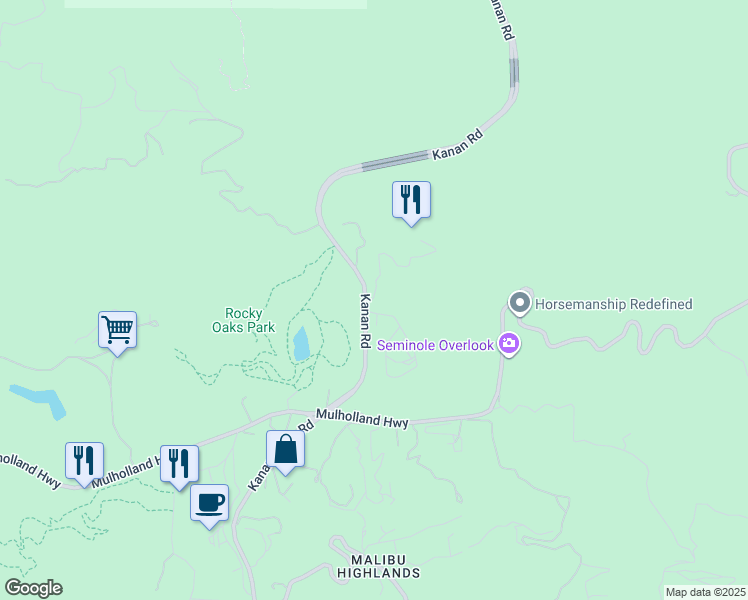 map of restaurants, bars, coffee shops, grocery stores, and more near 340 Kanan Dume Road in Malibu