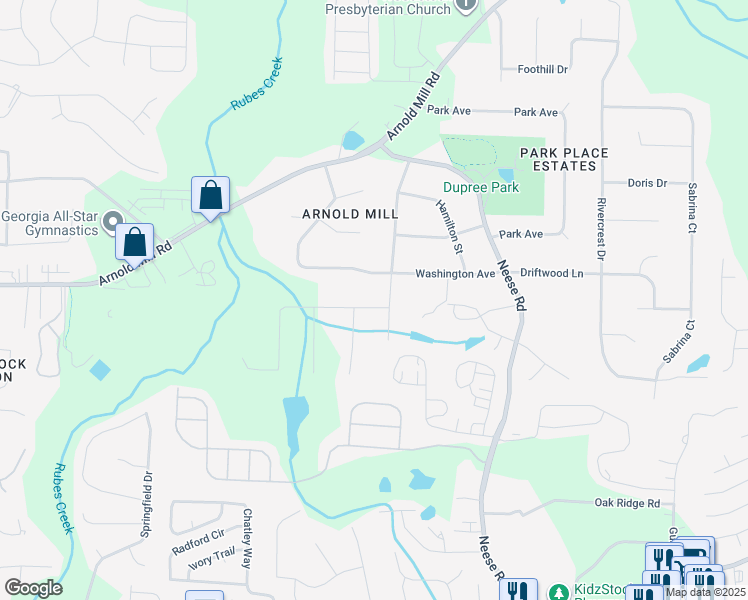 map of restaurants, bars, coffee shops, grocery stores, and more near 1060 Washington Avenue in Woodstock