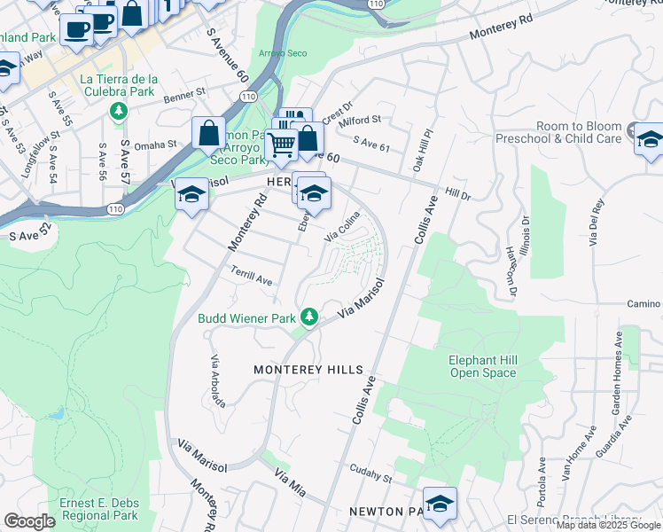 map of restaurants, bars, coffee shops, grocery stores, and more near 712 Portola Terrace in Los Angeles