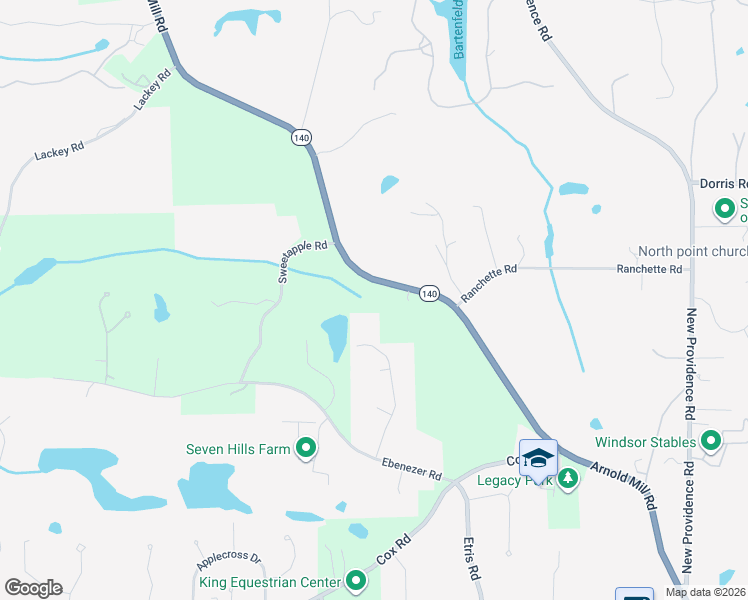 map of restaurants, bars, coffee shops, grocery stores, and more near 13120 Arnold Mill Road in Roswell