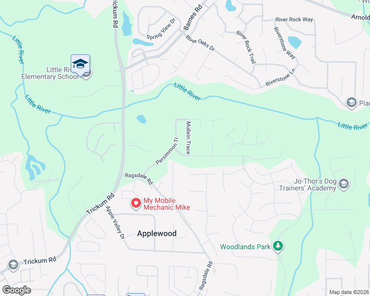 map of restaurants, bars, coffee shops, grocery stores, and more near 505 Mullein Trace in Woodstock