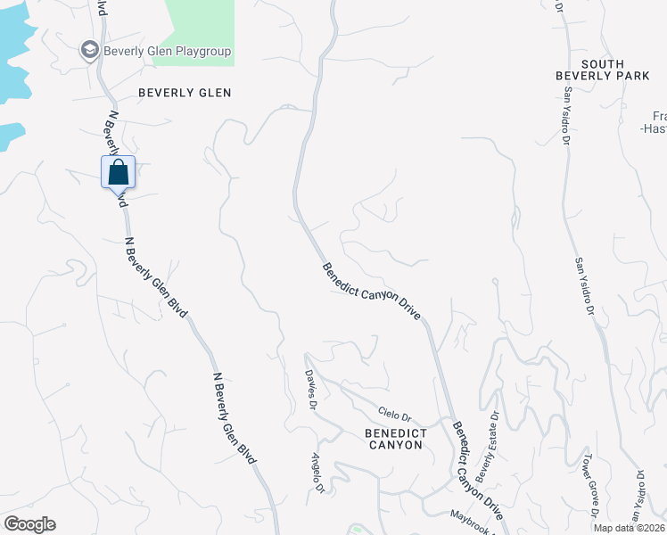 map of restaurants, bars, coffee shops, grocery stores, and more near 1634 Benedict Canyon Drive in Beverly Hills