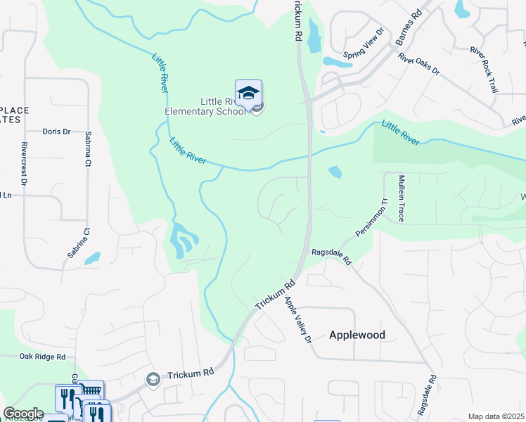 map of restaurants, bars, coffee shops, grocery stores, and more near 304 Don Pierre Way in Woodstock