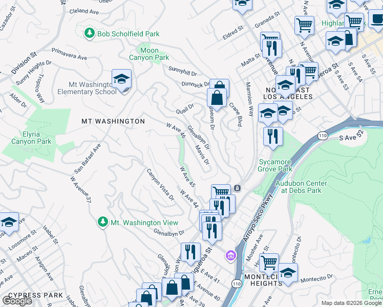 map of restaurants, bars, coffee shops, grocery stores, and more near 468 West Avenue 46 in Los Angeles