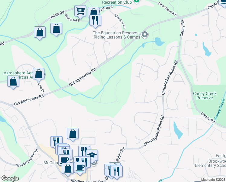map of restaurants, bars, coffee shops, grocery stores, and more near 40 Lambets Way in Alpharetta