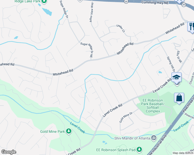 map of restaurants, bars, coffee shops, grocery stores, and more near 5135 Maltdie Court Northeast in Sugar Hill