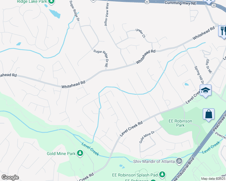 map of restaurants, bars, coffee shops, grocery stores, and more near 5135 Maltdie Court Northeast in Sugar Hill