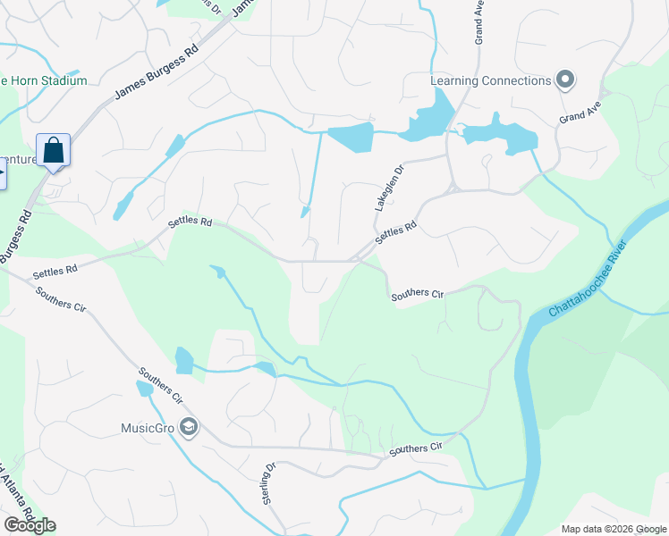 map of restaurants, bars, coffee shops, grocery stores, and more near 1065 Cascade Run Court in Suwanee