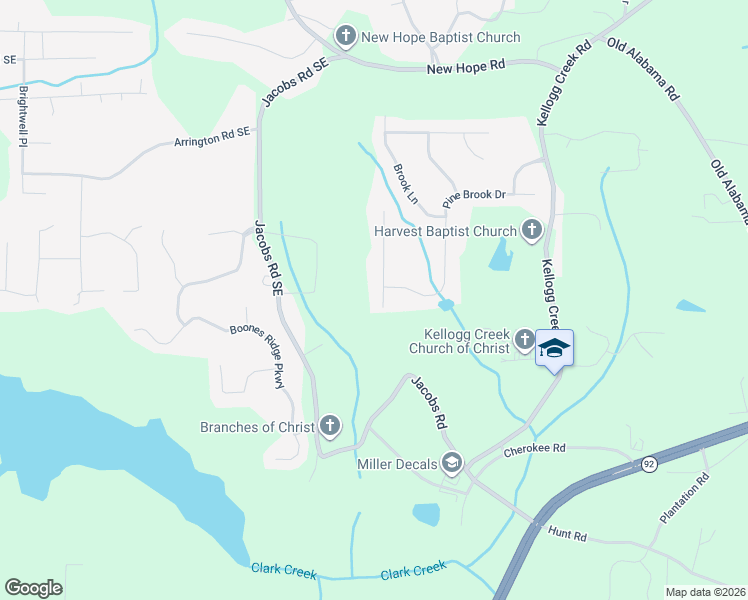 map of restaurants, bars, coffee shops, grocery stores, and more near 6005 Twin Pines Way in Acworth
