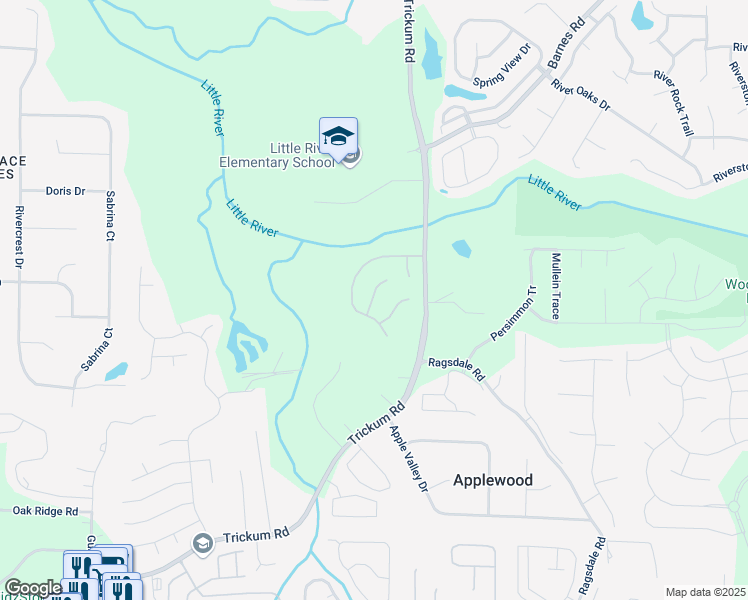 map of restaurants, bars, coffee shops, grocery stores, and more near 304 Don Pierre Way in Woodstock