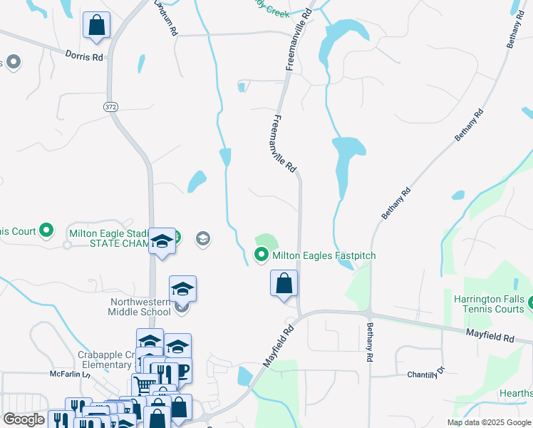 map of restaurants, bars, coffee shops, grocery stores, and more near 13090 Freemanville Road in Alpharetta