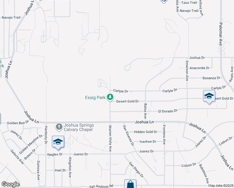 map of restaurants, bars, coffee shops, grocery stores, and more near 57745 Carlyle Drive in Yucca Valley