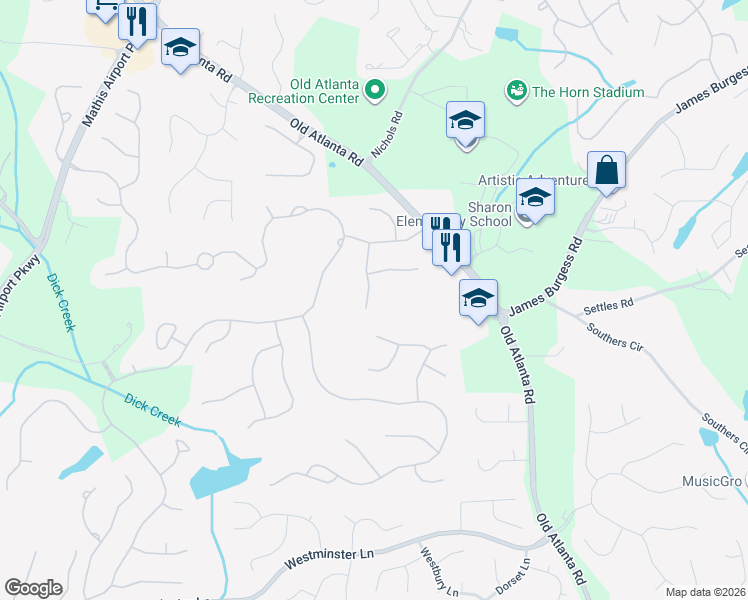 map of restaurants, bars, coffee shops, grocery stores, and more near 9035 Coventry Pointe in Suwanee