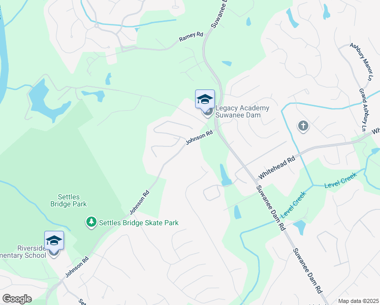 map of restaurants, bars, coffee shops, grocery stores, and more near 60 Johnson Road in Suwanee