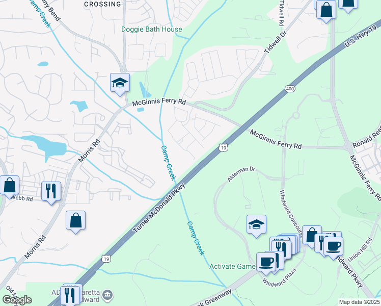 map of restaurants, bars, coffee shops, grocery stores, and more near 1637 Deerfield Point in Milton